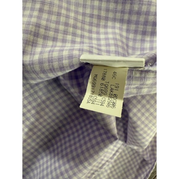Brunello Cucinelli Plaid Button Down Dress Shirt sz Large color purple white - Picture 4 of 6